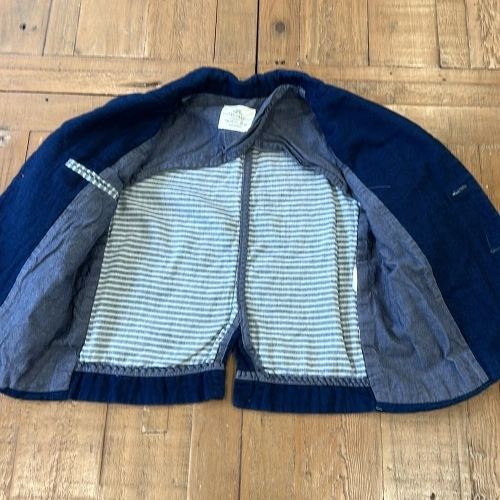 Zara dark cotton denim chambray blazer